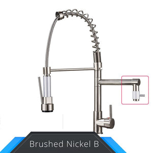 Black and Rose-Golden Spring Pull Down Kitchen Faucet