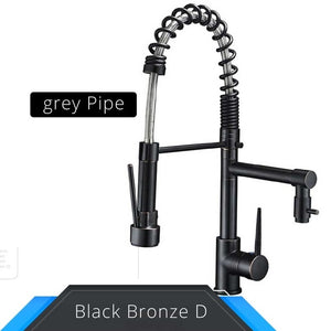 Black and Rose-Golden Spring Pull Down Kitchen Faucet