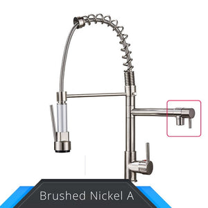 Black and Rose-Golden Spring Pull Down Kitchen Faucet