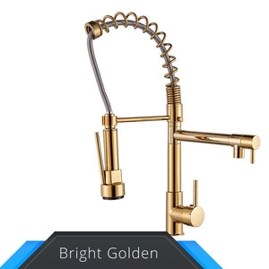 Black and Rose-Golden Spring Pull Down Kitchen Faucet