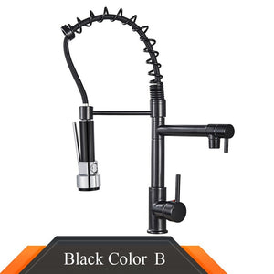 Black and Rose-Golden Spring Pull Down Kitchen Faucet