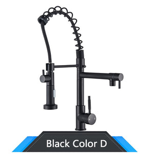 Black and Rose-Golden Spring Pull Down Kitchen Faucet